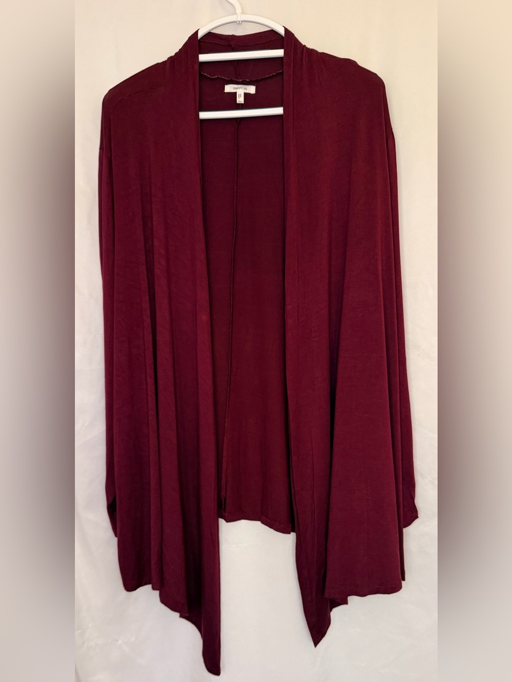 Maurices Draped Open-Front Cardigan - Burgundy